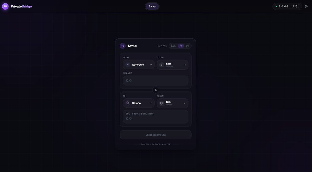 🌉 PrivatePay Bridge is LIVE 🌉

We just launched cross-chain bridging.

No KYC. No limits. No middlemen.

Bridge between Solana and Ethereum in seconds.

Swap SOL → ETH. Move your coins across chains instantly. See it happen in real-time.

Why this matters: Most bridges trap