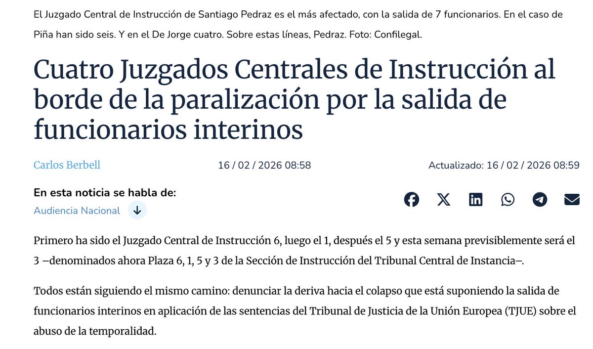 Cuatro Juzgados Centrales al borde de la paralización… por falta de Oficina Judicial. Menudencias.  El   mantra  de Trolaños es más jueces y listo. Claro, sin LAJ ni equipos, el juez dicta sentencias en el café. Abundio judicial del peor, compran jueces y queman oficinas🔥⚖️