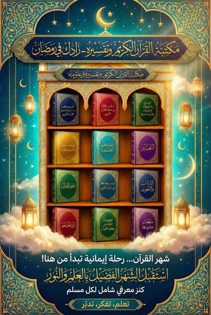adnan3li's tweet photo. 📚 "مكتبة القرآن الكريم وتفسيره وعلومه"
أضخم مكتبة قرآنية على جوجل درايف في ملف تفاعلي واحد..

🕌مع اقتراب شهر رمضان المبارك ، بين يديك مكتبة متكاملة للقرآن الكريم وتفسيره وعلومه على Google Drive - منظمة، موثوقة، وسهلة الوصول في أي وقت ومن أي جهاز.
ابدأ رحلتك مع كتاب الله في هذا الشهر الكريم بروح الباحث المتدبر، واستفد من محتوى المكتبة العلمي، المنتقى بعناية، حتى يعينك على التدبر والفهم العميق لكتاب الله تعالى...رحلة ممتعة للجميع:

https://t.co/zEiNFCzP1r
أو من هنا:
https://t.co/5XSxs4QKoQ