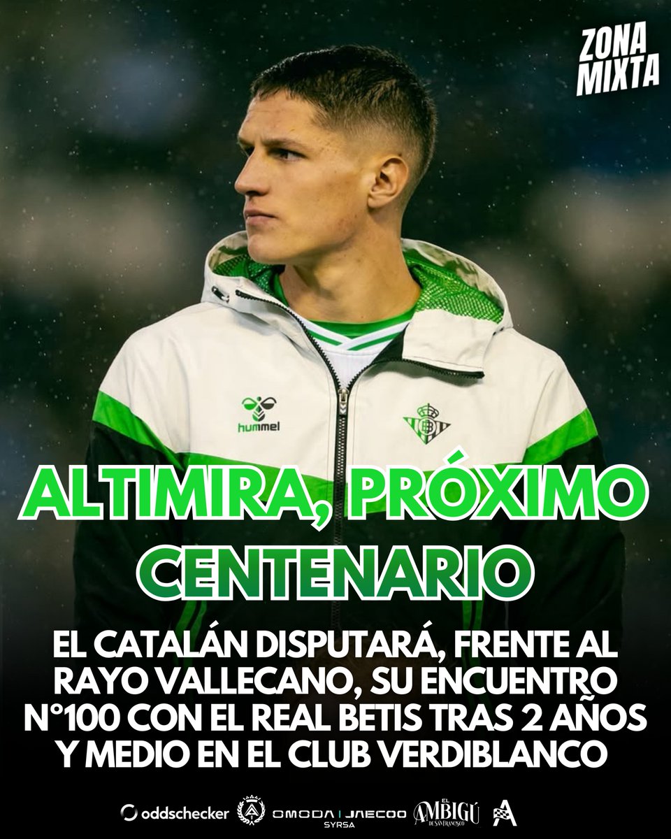 ZonaMixta__'s tweet photo. 👀✅ CENTENARIO a la vista en el @RealBetis. 

👏 Sergi ALTIMIRA se encuentra a un partido de cumplir los 100 con la camiseta de las trece barras. 

⚽️ El catalán acumula ya 2 años y medio en Heliópolis, disputando la pasada temporada 53 encuentros. 

#ZonaMixta https://t.co/My26ox2Z2B