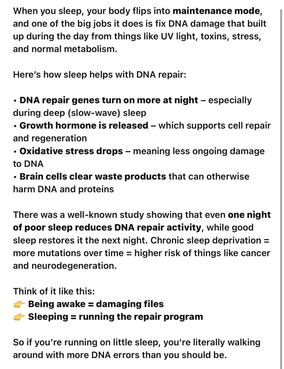 <a href="/soigomaa/">goma</a> Sleep absolutely repairs DNA. Your body flips into maintenance mode when you sleep.
