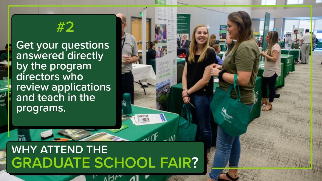 UABGradSchool's tweet image. Wondering if the Graduate School Fair is for you? Spoiler: it is! All UAB employees and undergraduate students from across Alabama are encouraged to attend the Graduate School Fair.

You don't want to miss out! Register: buff.ly/rPAfRmw 
.
.
.
#uab #graduate #fair