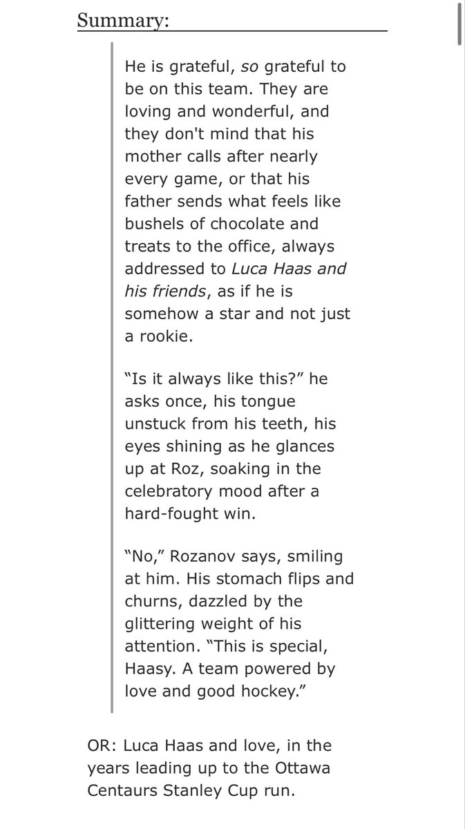 DAILY REC: but look at the trees, and look at my face by sargeantwoof 

HR | 6.6K | T | one shot 

Introspective Luca Haas fic and it’s so good post TLG and I want to squish him and give him a hug, I love how this author expands upon his character!! 

🔗: archiveofourown.org/works/79140336