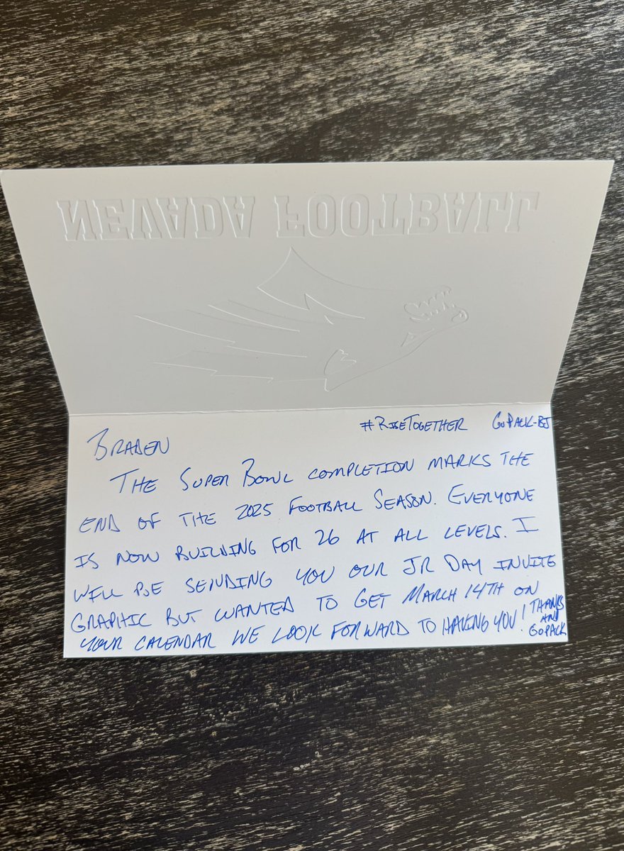 Thank you <a href="/BJ_Robrtsn/">BJ Robertson</a> for the Junior Day invite! I can’t wait to learn more about the Pack🐺 <a href="/NevadaFootball/">Nevada Football</a> <a href="/NevadaRecruits/">Nevada FB Recruiting</a> <a href="/CoachChoateFB/">Jeff Choate</a> <a href="/Coach_JLoeffler/">Jordan Loeffler</a> <a href="/VGreen85/">Virgil Green</a> <a href="/17keithprice/">Keith Price</a> <a href="/CoachBartolone/">Brett Bartolone</a> <a href="/AustinDArmond/">Austin</a> <a href="/CoachJMartinn/">Jaharie Martin</a> <a href="/melenaitemanu/">Mele Manu</a> <a href="/thompsonsctg/">BT Thompson | THOMPSON SCOUTING est. 1993</a>