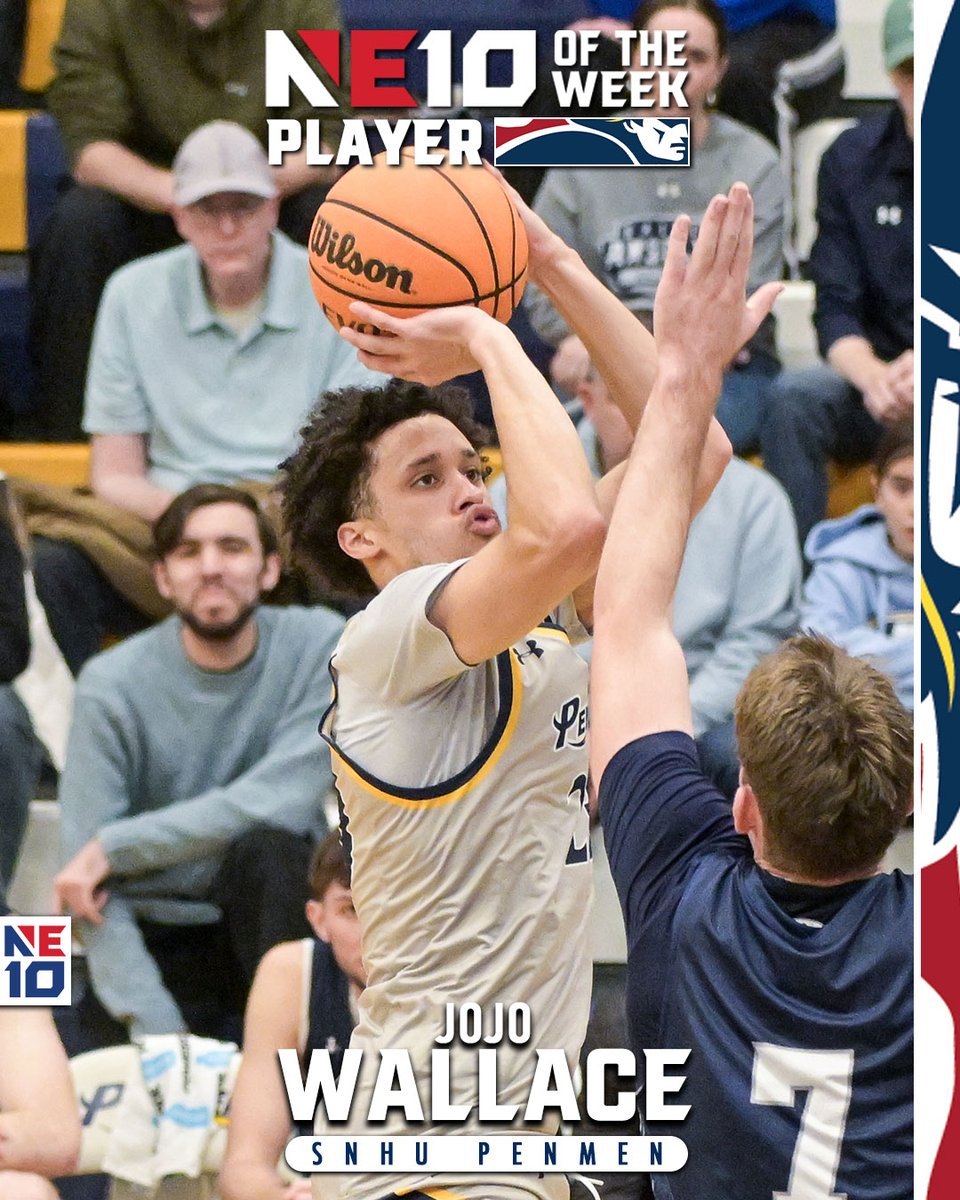 TheNortheast10's tweet photo. 𝐌𝐄𝐍'𝐒 𝐁𝐀𝐒𝐊𝐄𝐓𝐁𝐀𝐋𝐋 𝐑𝐄𝐏𝐎𝐑𝐓 🏀

Wallace repeats as Player of the Week after averaging 32.5 points (!) per game. 

🔗: https://t.co/PrkELUHELQ

#NE10EMBRACE | #NCAAD2 | #D2MBB https://t.co/M6uAET30Pv