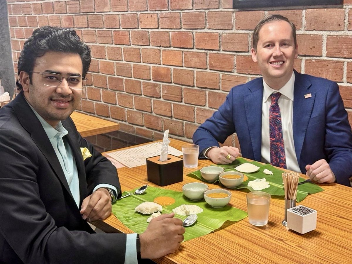 Just arrived in Bengaluru! From startups to street food, Bengaluru’s energy is unmatched! Thank you to my great host <a href="/Tejasvi_Surya/">Tejasvi Surya</a>