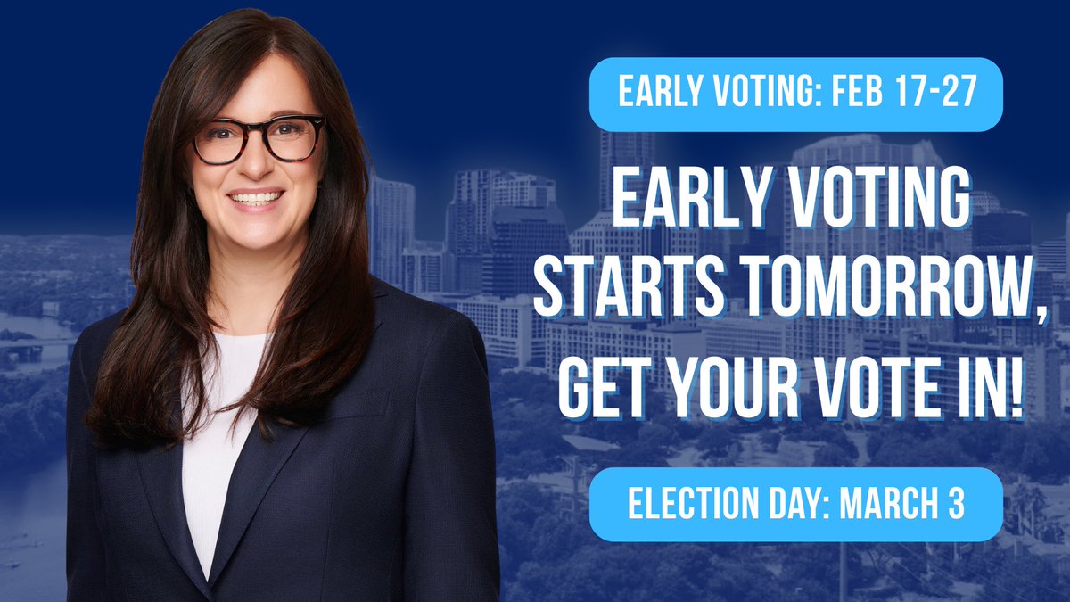 AmandaForTravis's tweet photo. Early voting officially starts tomorrow.

Your vote is how we move Travis County forward: toward smarter decisions, stronger protections, and real accountability.

I’m running for Commissioner to put our community first. 

Let’s show up and GO VOTE! https://t.co/AOpS9qylBp