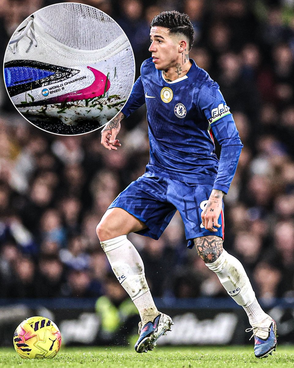 ESPNUK's tweet image. Enzo Fernandez has 'world champion' written on his football boots 😮‍💨🇦🇷