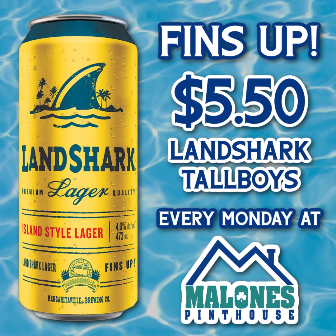 Mondays don’t have to be miserable...not when wings and beer are involved.

• $18 gets you any of our 24 pints + a large order of wings
• Want something easy-going? Landshark Tallboys are just $5.50

Good beer. Big wings. Zero Monday blues.

#DemandYourMalonesTyme