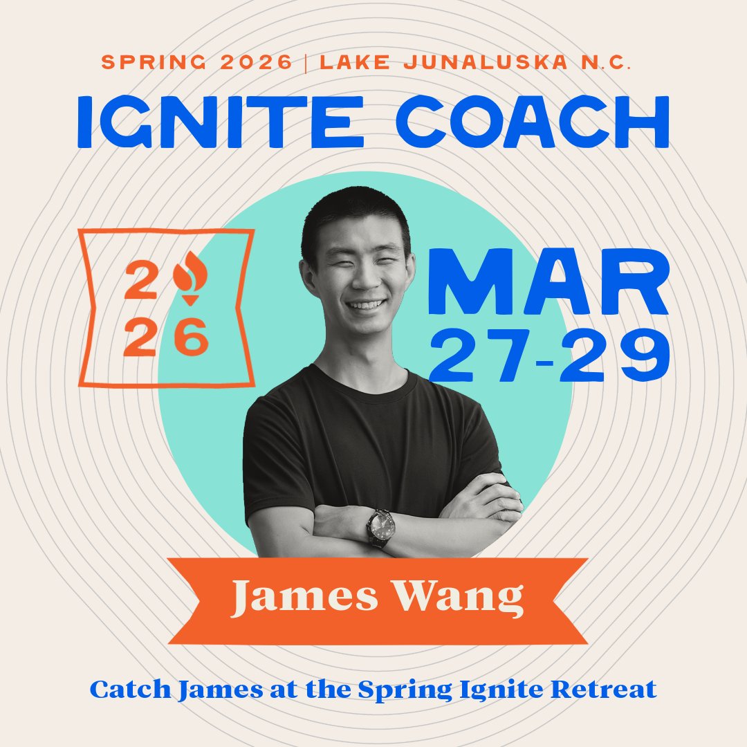 Coach spotlight: James Wang. 

He will be at the Spring Ignite Retreat during Sullivan Weekend, Lake Junaluska, NC, Mar 27–29, 2026. Each week we will feature an Ignite coach or facilitator leading up to the retreat. Are you excited to meet James? Let us know in the comments!