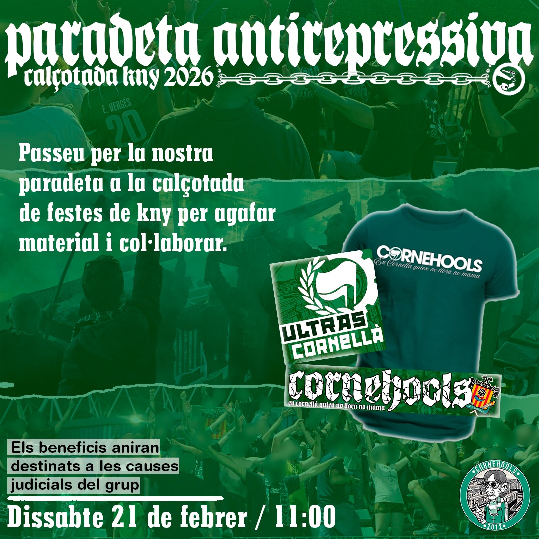 El proper dissabte 21 de febrer podreu trobar la nostra paradeta a la calçotada de @festesalternativeskny . Tot els beneficis aniran per a causes judicials del grup. Us hi esperem.