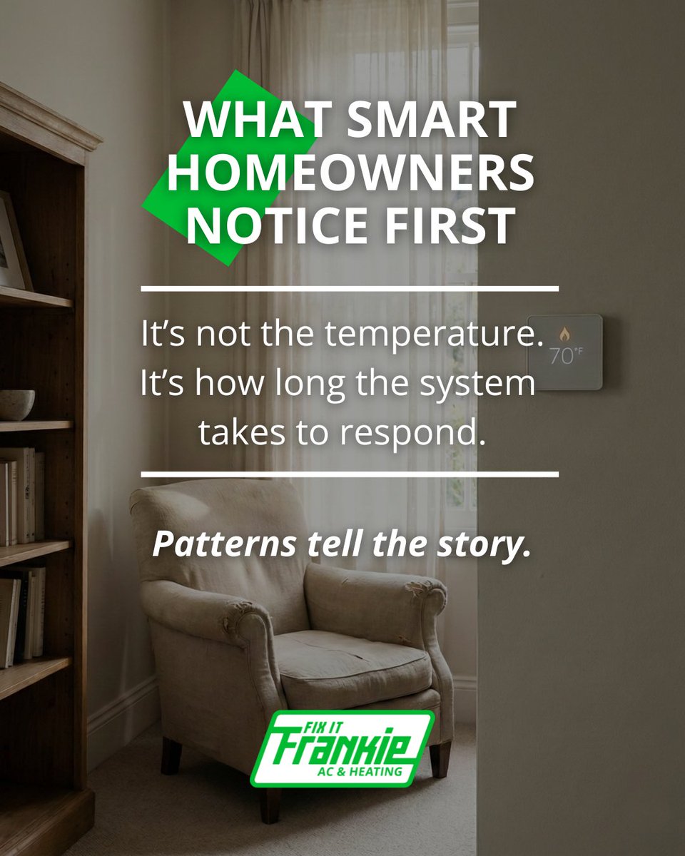 frankiecanfixit's tweet photo. As seasons change, the most useful signals aren’t dramatic.
Paying attention to how long your system takes to respond often tells you more than a single hot or cold moment. Calm awareness now leads to better decisions later.
#SmartHomeowners #HomeComfort #FixitFirst https://t.co/RH2HVcrVMY