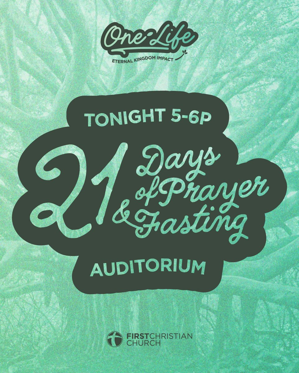 FIRSTchampaign's tweet photo. We're in the heart of our 21 Days of Prayer and Fasting, asking God to reveal the One Life He's placed on our hearts to point toward Jesus this year.

Come gather with us from 5-6P in the Auditorium.

https://t.co/KC1RCQ64e3
#OneLife #PrayerAndFasting #Prayer #Fasting https://t.co/pXVy3HI5Pd