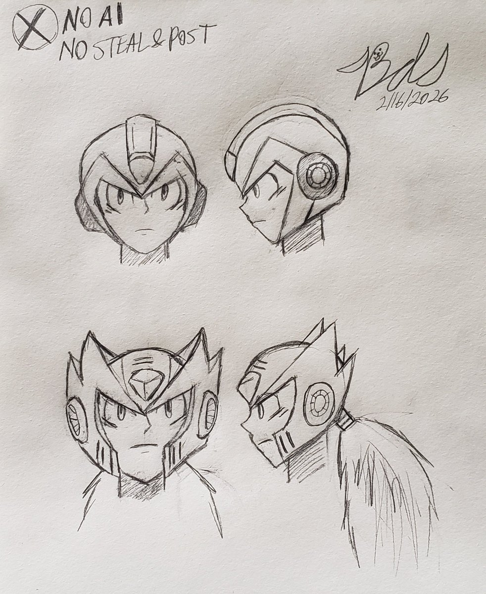 BubbieDoggo's tweet photo. #megamanx #rockmanx 
A profile study sketch of X &amp; Zero https://t.co/JQqUPN80M3