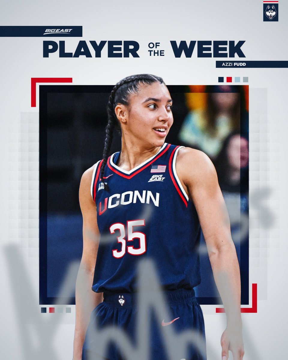 Azzi Fudd is the BIG EAST Player of the Week!

Azzi averaged 22.0 PPG while shooting 54.5% and 66.7% from three last week 🔥