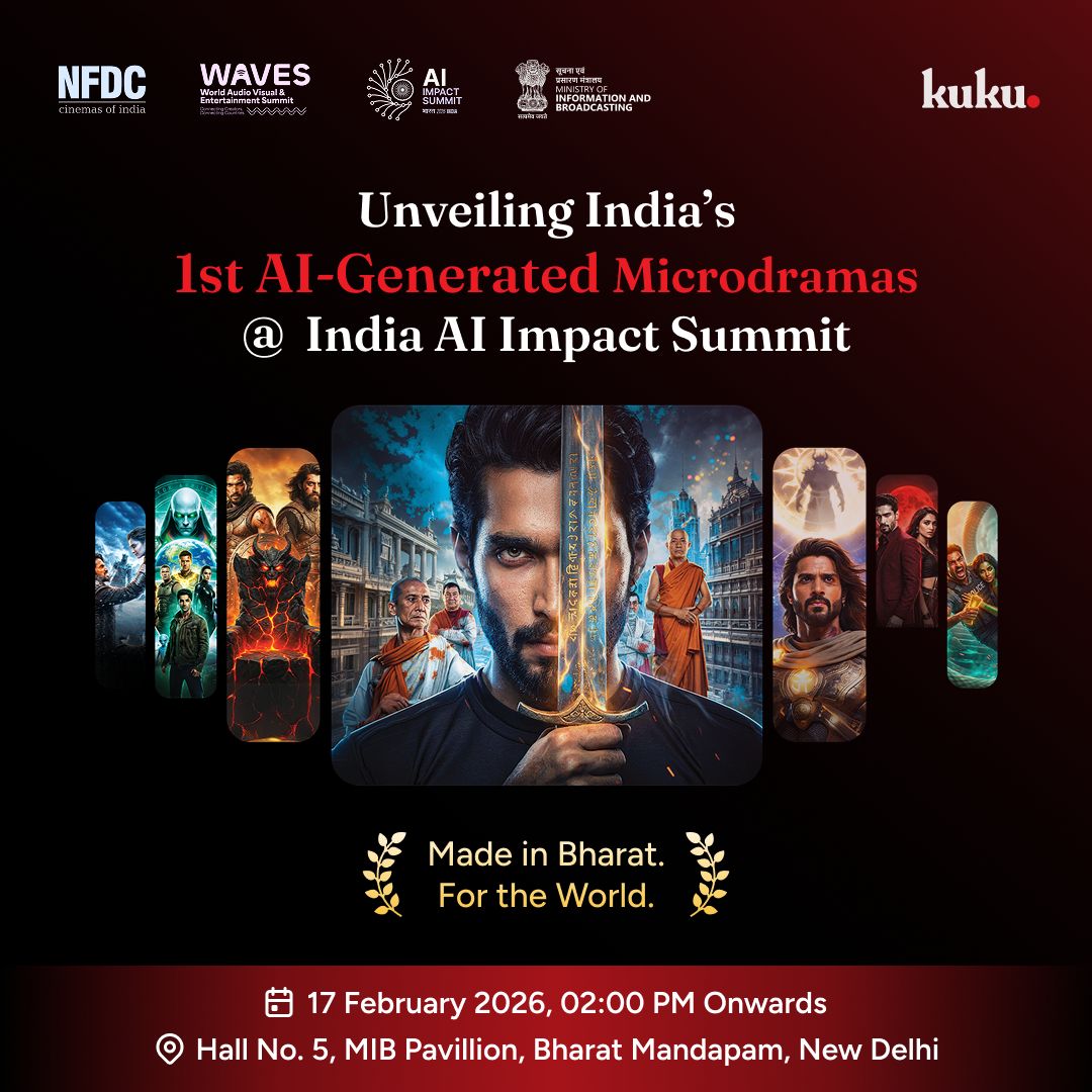 India’s AI storytelling revolution begins. 🇮🇳

Join us as we unveil India’s 1st AI-Generated Microdramas at the India AI Impact Summit 2026.

📍 Hall No. 5, MIB Pavilion, Bharat Mandapam
🗓️ 17 February 2026 | 02:00 PM onwards

Made in Bharat. For the World.

#IndiaAI #AIInMedia