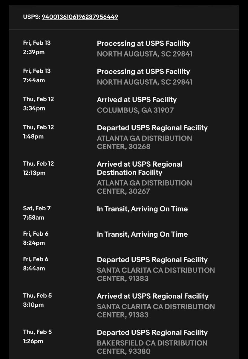 BEYBOYPROD's tweet photo. @USPSHelpaskpro my item came to my city which is Columbus Ga and then went to South Carolina on the day I was supposed to receive it. It’s like you guys are seeing with me on purpose… https://t.co/1QepllzGli