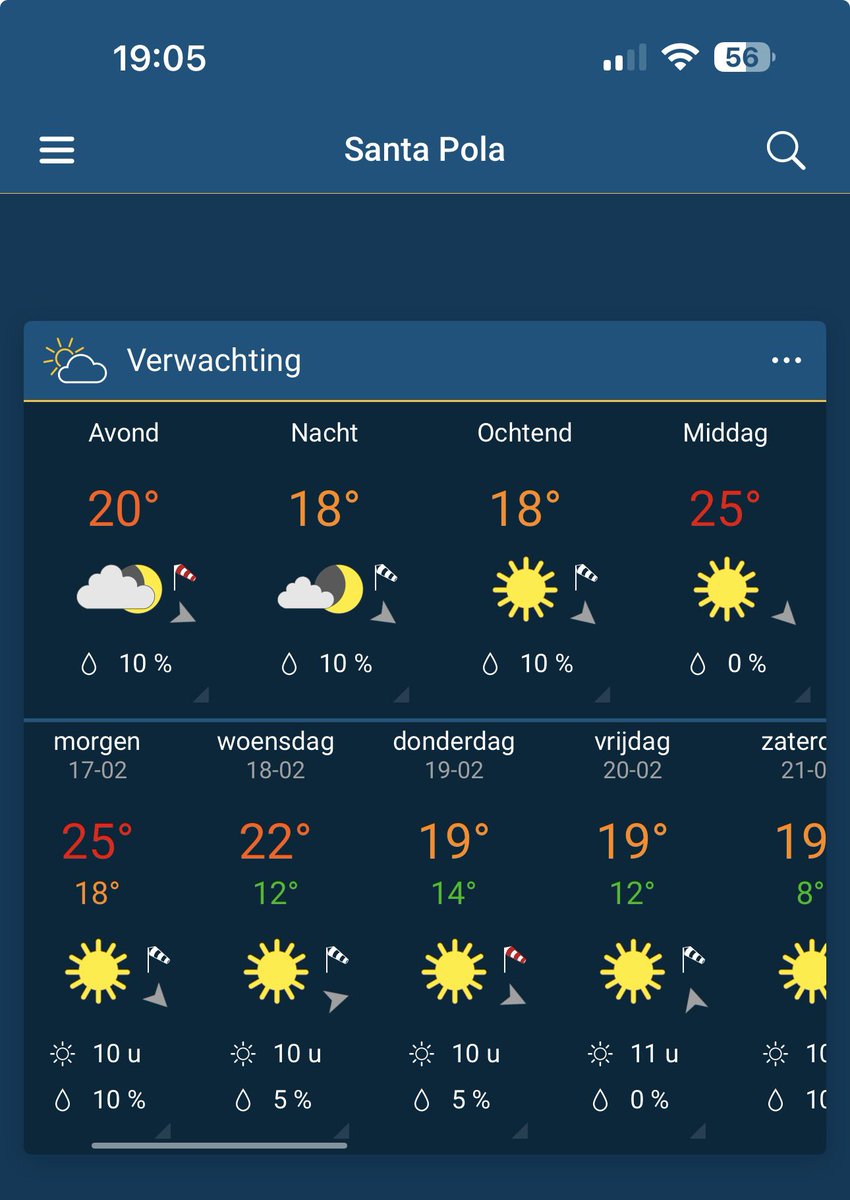 PatriciaSt1948's tweet photo. @gewoonmerels @Rezickx En de propaganda gaat ook op alle levels door, hier de weerapp,, ja vuurrood als t tegen de lente in Spanje 25 graden wordt. Wij gaan dan, ben benieuwd of ik t ga overleven! #angstpropaganda #klimaatscam https://t.co/beLTPZxyjD