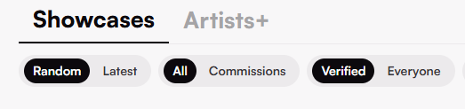Can we talk about these buttons on Vgen? I didn't see them right away and couldn't understand why my art wasn't showing up in the feed. I'm not verified. And I think clients simply don't see a ton of potential artists because they might not notice these buttons.