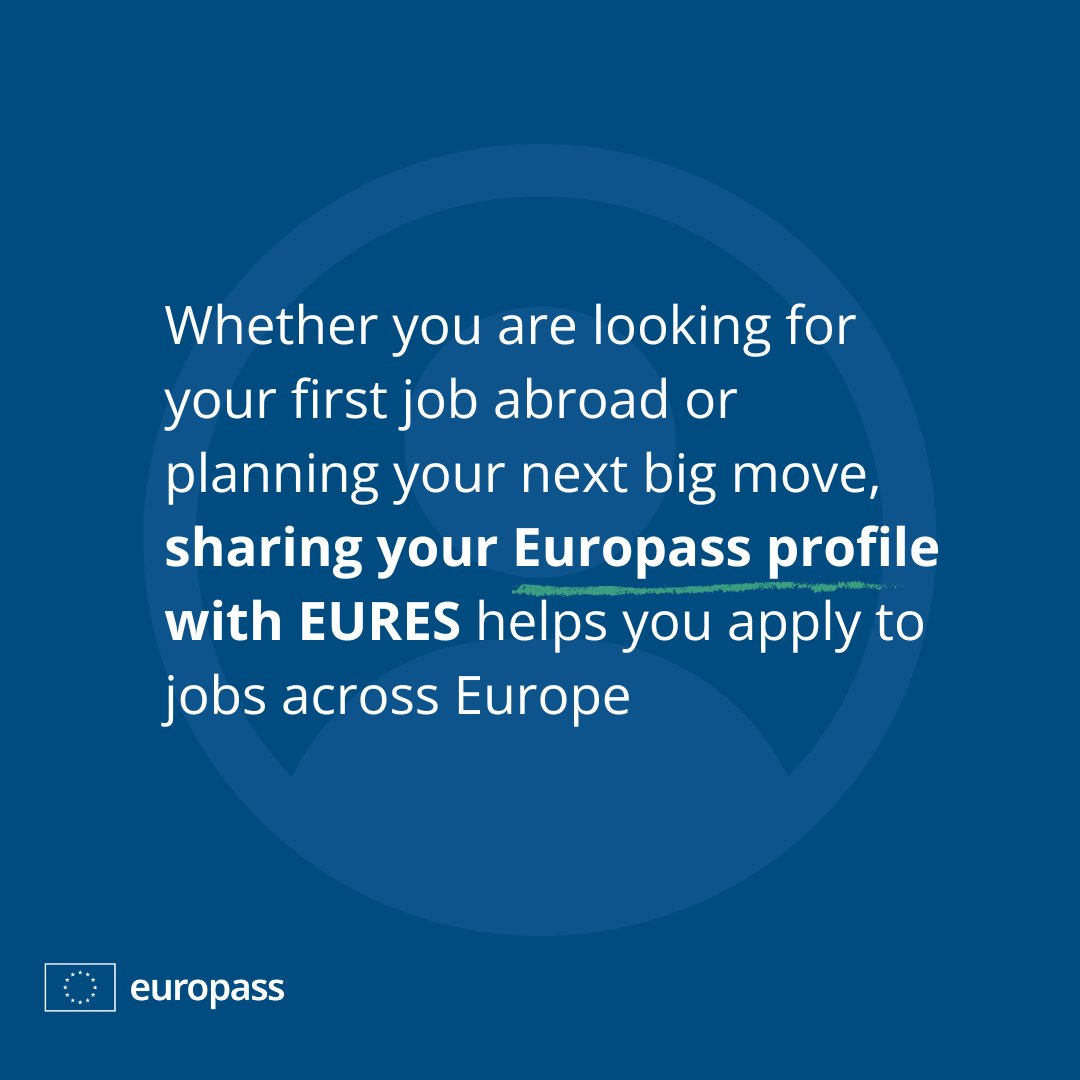 EU_Social's tweet photo. Looking for a new job beyond borders? π
Europass and #EURES make it easier to share your profile and connect with opportunities across Europe.
With a smoother flow and clearer guidance, one profile can take you further.
#Europass #EuropassEURESTogether β