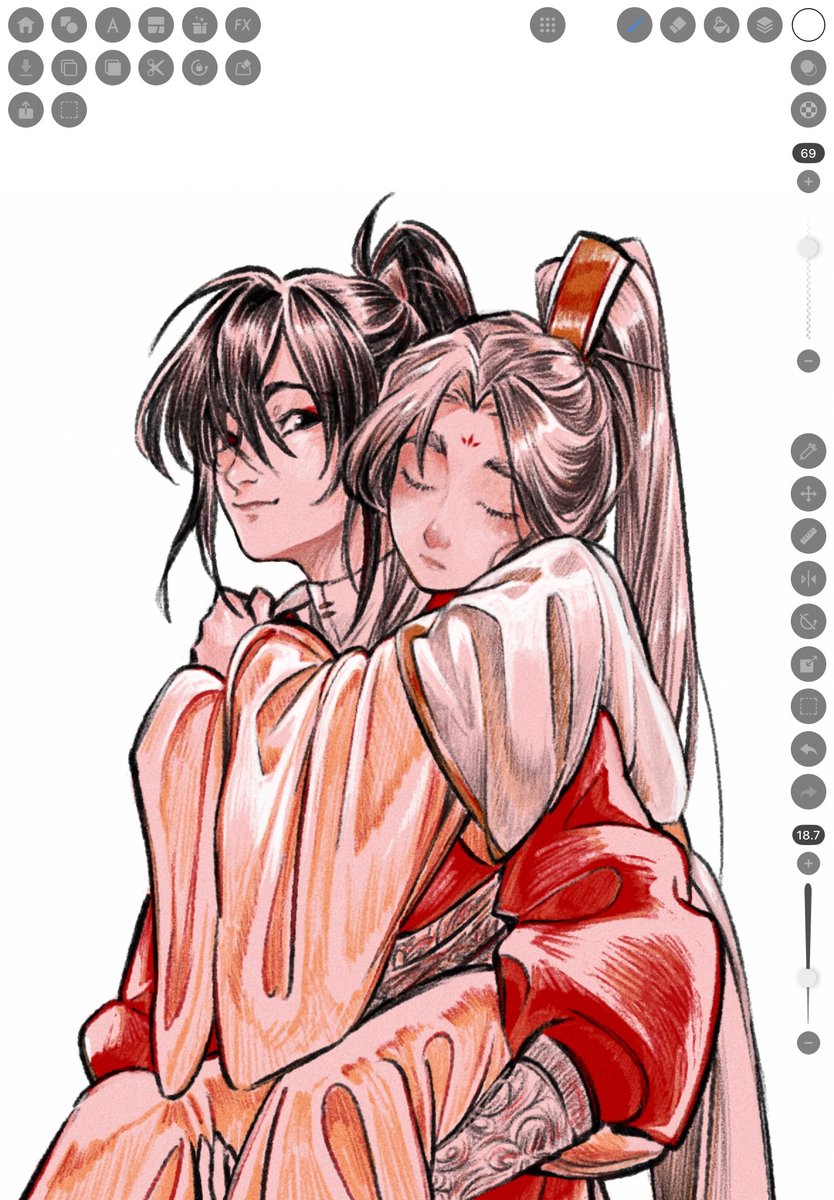 Immensely late with everything so I'll share this old wip I never finished fixing of hualian for the au...
#hualian #tgcf #HuaCheng #XieLian
