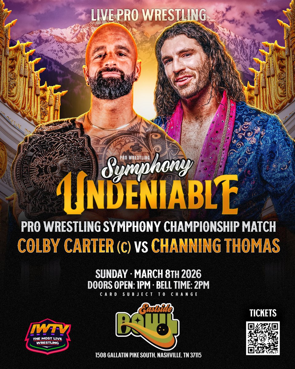 Breaking News: Colby Carter's first PWS Championship defense has officially been signed for Undeniable!

On Sunday, March 8th, it'll be "The Code" against "World Class" Channing Thomas! 

<a href="/TheColbyCarter/">C o l b y C a r t e r</a> <a href="/ChanThomasPro/">World Class Channing Thomas</a> 

🎟 Get your tickets here: pwsymphony.com/tickets