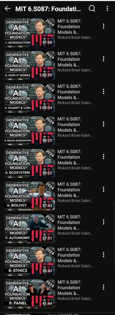 If you’re serious about GenAI (and not just saving bookmarks), this is one of the few free resources that actually feels grad-level:

🎓 MIT’s 9-lecture series on GenAI &amp; LLMs
Playlist:
youtube.com/playlist?list=…

But watching isn’t learning. Building is.

Here’s how I’m using it so