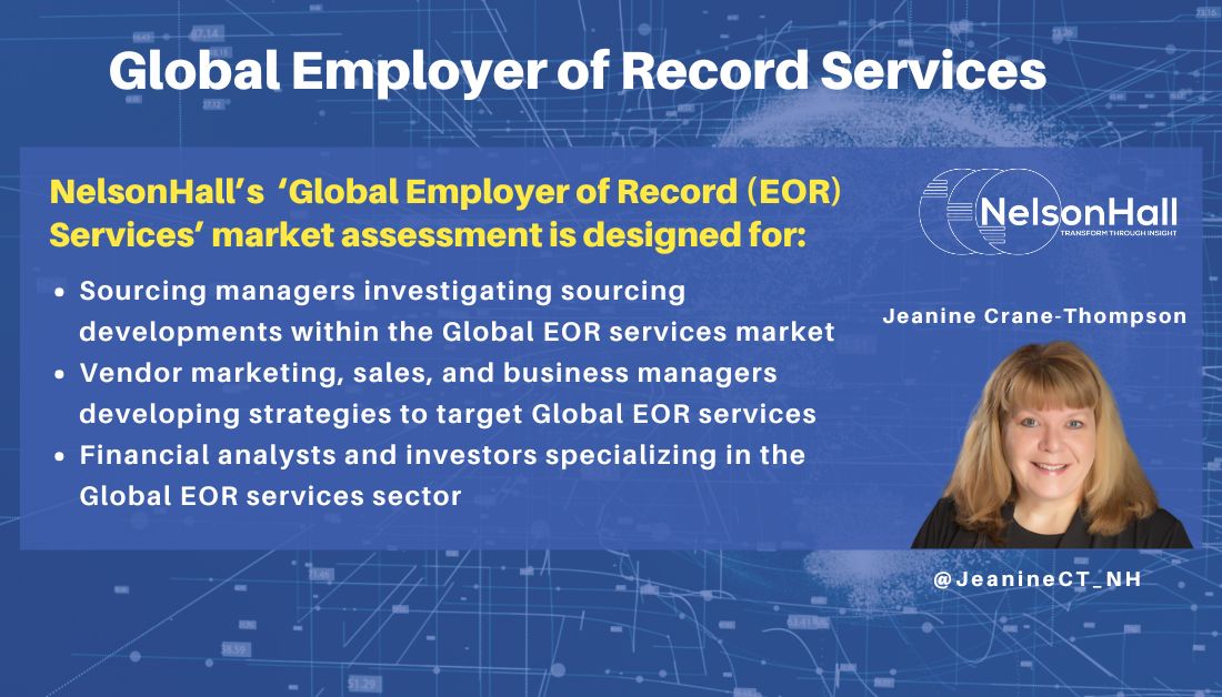 NHInsight's tweet image. 'The future of #globalEOR services will focus on utilizing #GenAI to enhance self-service convenience, improve #workforcemanagement efficiency, and provide real-time insights...' See our analysis of #GlobalEOR services market for more insights: reimagine.nelson-hall.com/reports/825183 #EOR