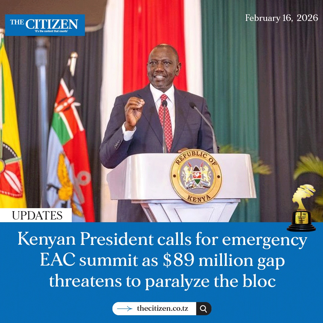 TheCitizenTz's tweet photo. Kenya’s President William Ruto has called for an emergency summit of Heads of State of the East African Community (EAC) to attempt to deal with mounting financial crisis at the regional bloc..... https://t.co/kT4dNval93 https://t.co/lzJaHQOFXV