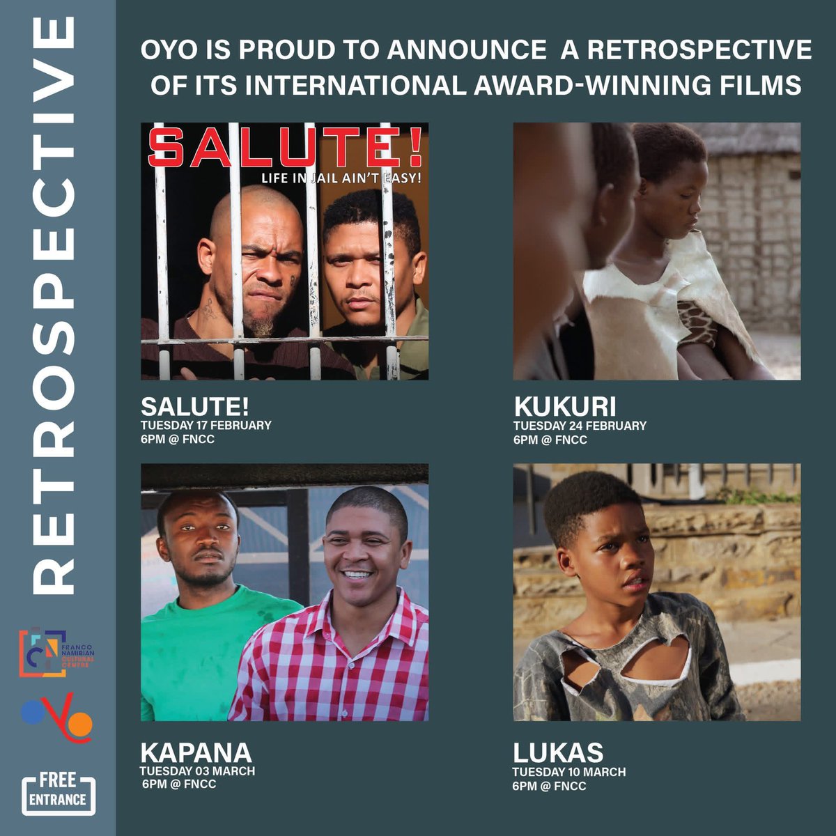 VisagieAdriano's tweet photo. Our film SALUTE is screening at the @fnccnam for FREE on 17 February 2026 for FREE.
Enjoy Namibian films this month.
@philippetalave1 @OmbetjaYehingaO https://t.co/x9uC1Q65iN