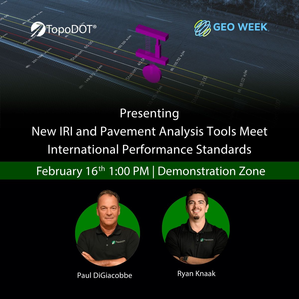 _TopoDOT's tweet photo. SESSION SOON: New TopoDOT tools deliver IRI &amp; PCI from mobile LiDAR, meeting global standards!
🗓️ Today 02/16
⏰ 1-1:30 PM MST
📍 Demo Zone
#GeoWeek #InfrastructureData #GeospatialTools https://t.co/MLmdRHlFvF
