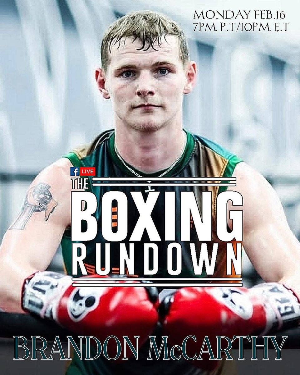 BoxingROKus's tweet image. Tonight on another Episode of #TheBoxingRundownShow we have undefeated fighter #BrandonMcCarthy will be talking to him about his career &amp;amp; more. Tune in at 7pm PST or 10pm EST on #TheBoxingRundown Facebook page
@laizar27 @SulemUrbina @ChuladaWereja @AllAccessElite @JohnnyWild50354