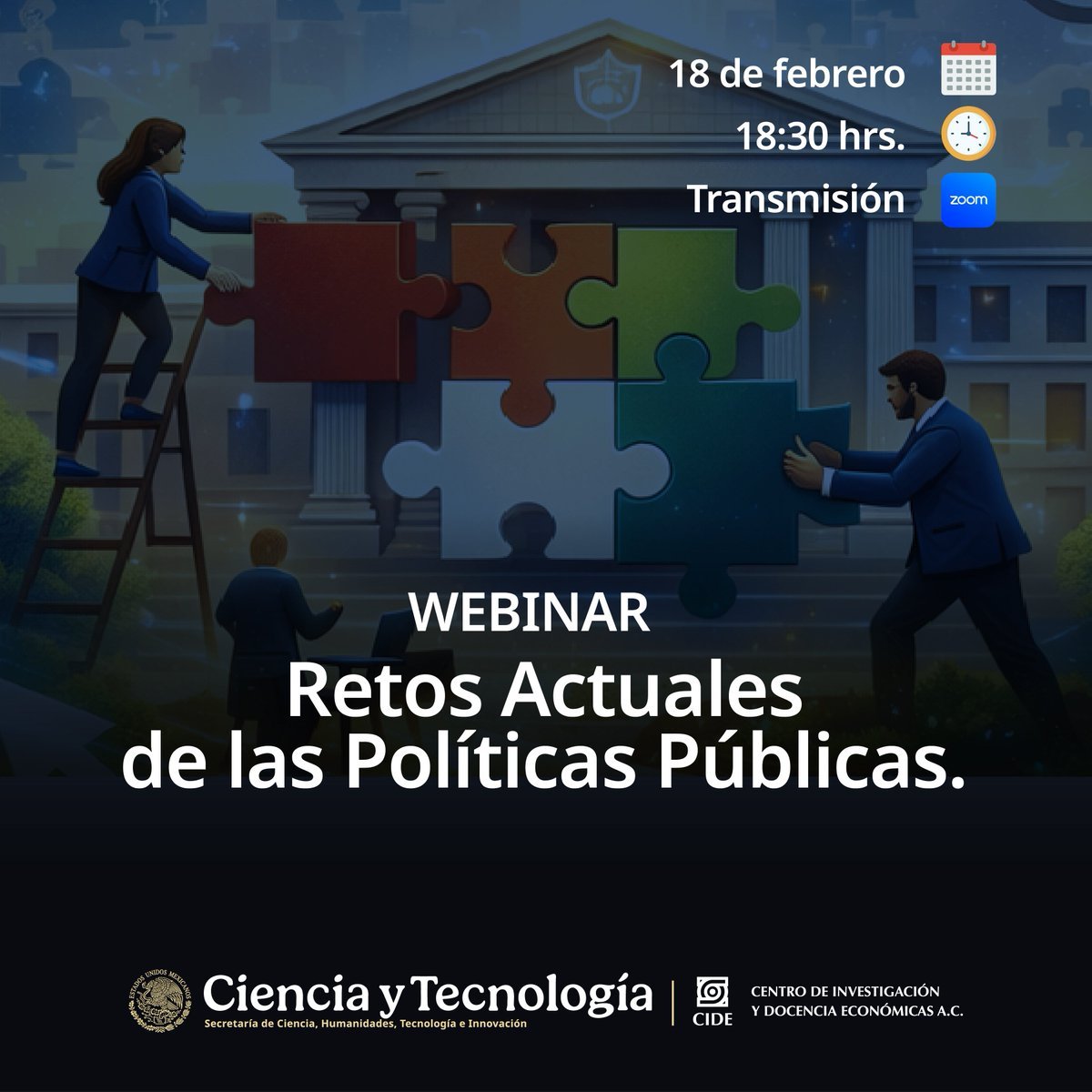 CIDE_DAP's tweet photo. 🚨 2º Webinar 🚨
☝️¿Te perdiste el primero? ¡No dejes pasar esta oportunidad! Conéctate a la ponencia del Dr. Guillermo Cejudo @GmoCejudo, sobre los "Retos Actuales de las Políticas Públicas". Además, conoce nuestros programas de posgrado. @DPP_CIDE, @CIDEMAPP y @CIDE_MGP
🗓️ 18 de febrero |⏰ 18:30 hrs | 💻 Zoom
Regístrate aquí 👇https://t.co/I1YOOZPmLk