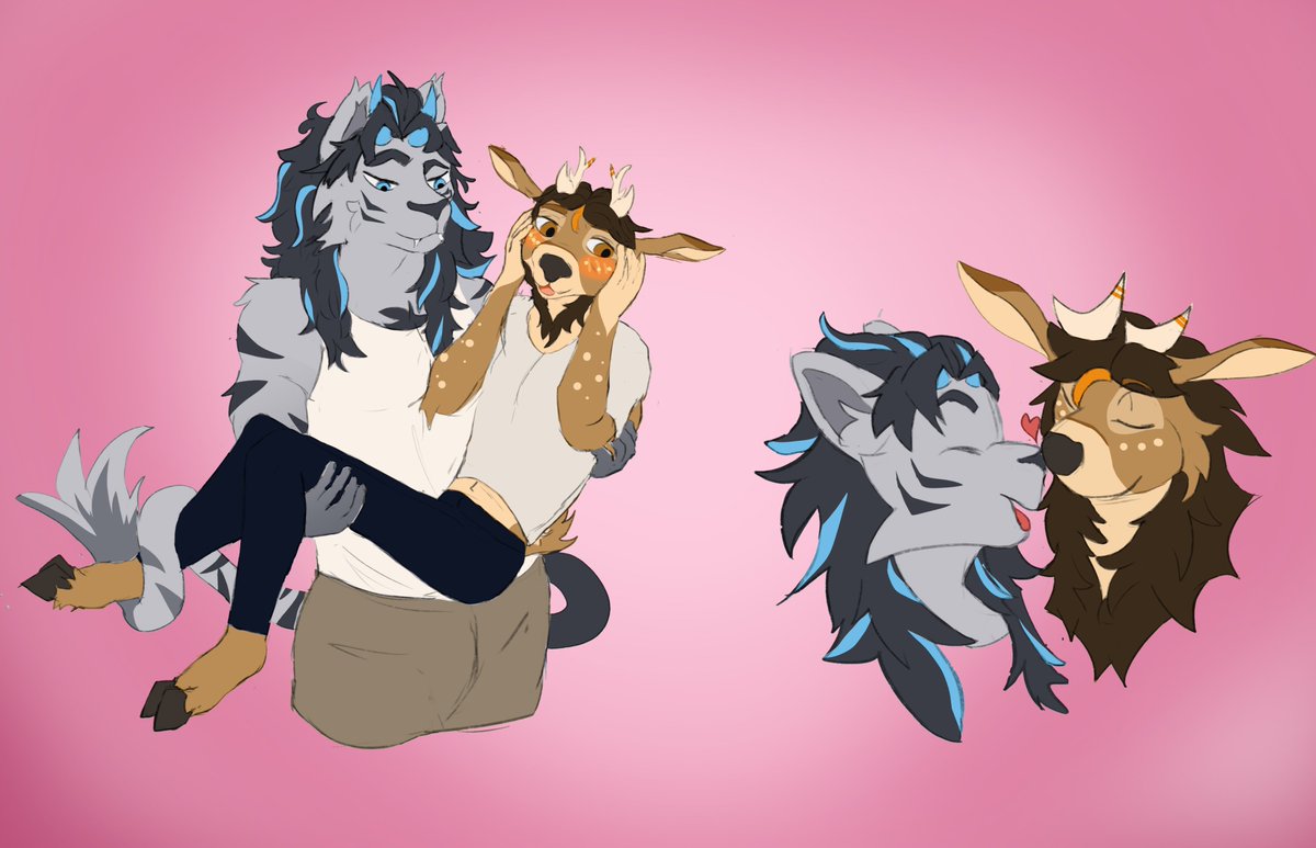 Some practise pieces I made between exams of my bf's <a href="/EepyTigerAiden/">SleepyTigerAiden</a> and my sonas, poses taken from: herutastic and brokesgone