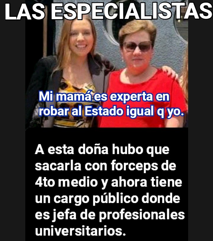 ¿Vieron esto?
La <a href="/Cami_FloresO/">Camila Flores Oporto 🇨🇱</a> movió los hilos para enquistar a su mamá en la muni de Quintero <a href="/muniquintero/">Ilustre Municipalidad de Quintero</a> con un sueldo de +3 palos!
La misma q habla de meritocracia apitutó a esta doña, q salió del liceo con nota 4, y la puso de jefa de  muchos profesionales universitarios.😱