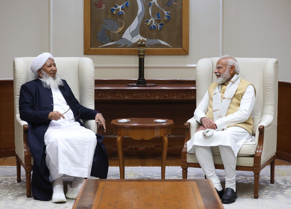<a href="/narendramodi/">Narendra Modi</a> <a href="/shkaboobacker/">Sheikh Abubakr Ahmad الشيخ أبوبكر أحمد</a> As Dr. Shashi Tharoor aptly reminds us, “India’s strength lies in its diversity.” <a href="/TharoorOffice/">Office of Dr Shashi Tharoor</a>
A commendable gesture by Prime Minister Narendra Modi in engaging with Sheikh Abubakr Ahmad Sahab, the Grand Mufti of India. Such meaningful interactions reflect a constructive