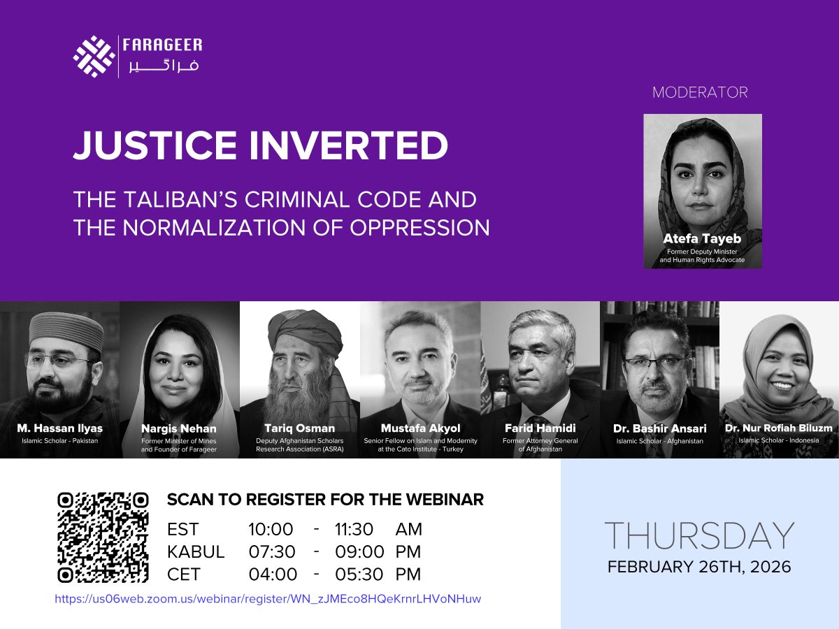 Join #WASL partner @FARAGEER for this important webinar on the Taliban's criminal code & the normalization of oppression in #Afghanistan.
RSVP 👇