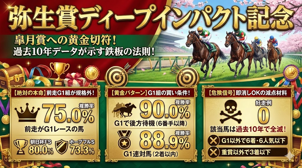 弥生賞ディープ記念2026】 過去10年のレース傾向を、一目で分かるよう