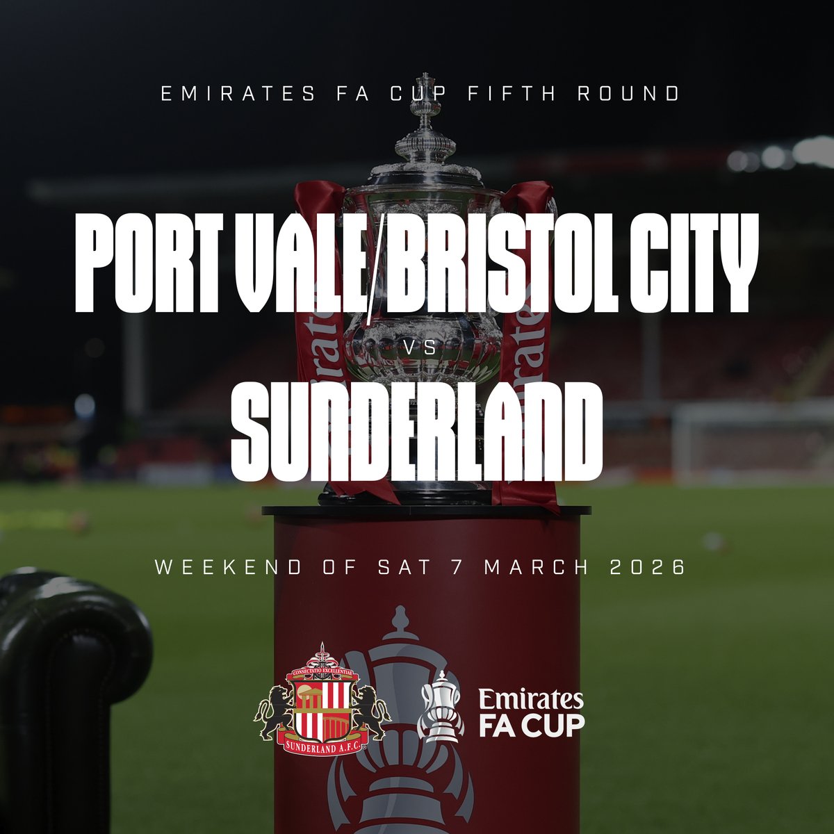 We will travel to either Port Vale or Bristol City in the #EmiratesFACup Fifth Round 🤝