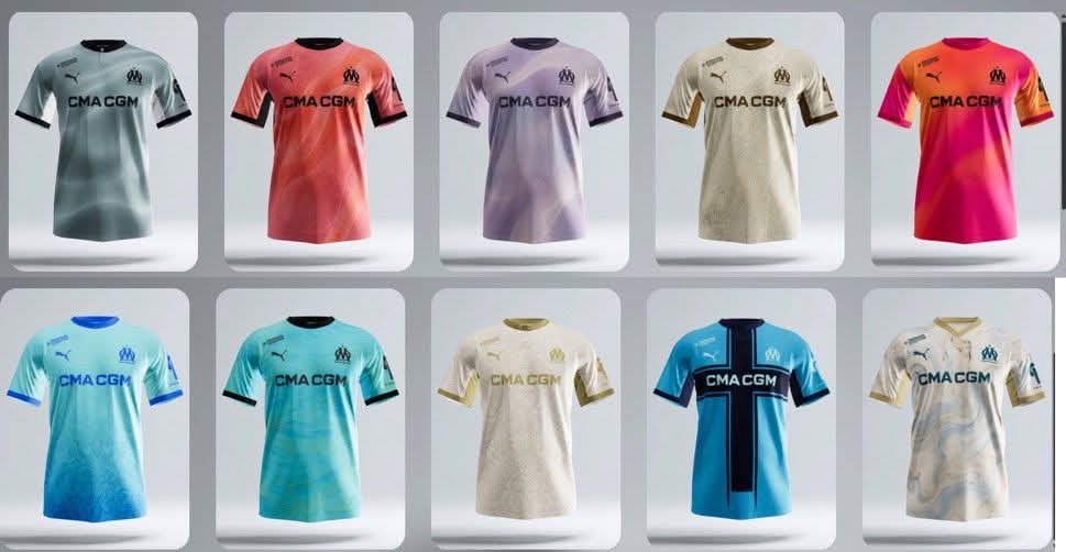 ALLEZ_L0M's tweet photo. 🚨 Voici les 10 maillots retenus par Puma pour être le nouveau maillot third de l'OM 2027/2028 🔥🔵⚪

Quel est votre maillot préféré ? 👀

#TeamOM #ForzaOM https://t.co/jc3nYL0vaI