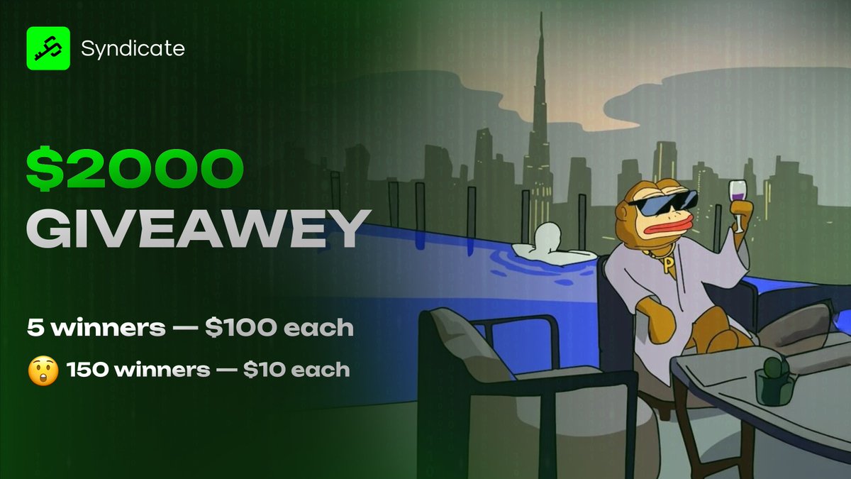 🎉 $2,000 Syndicate Giveaway Is Live!

We’re giving away $2,000 to our community - simple rules, real rewards 👇

💰 Prizes:
• 5 winners × $100
• 150 winners × $10

More chances to win. No complicated mechanics.

How to participate:
1️⃣ Download the Syndicate app
2️⃣ Join the