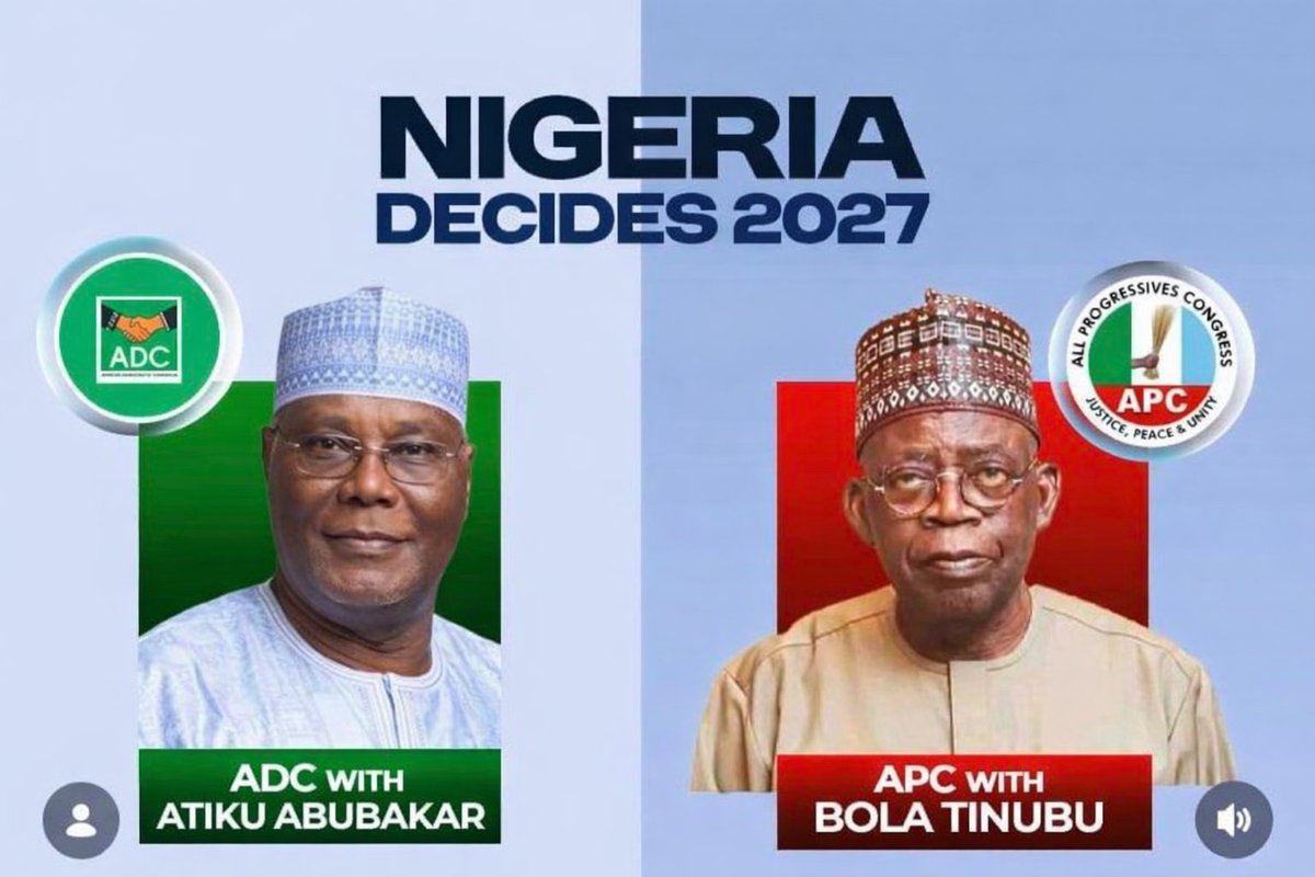 Olaore_01's tweet photo. Nigeria Decides 2027

Like for Atiku.                Rt for  Tinubu https://t.co/AG23tAgDU7