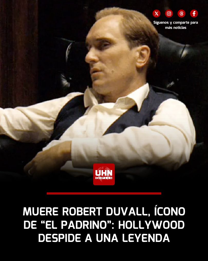 🇺🇸‼️ | ÚLTIMA HORA — Robert Duvall, actor ganador del Oscar y leyenda de Hollywood por su papel en “El Padrino”, falleció a los 95 años.