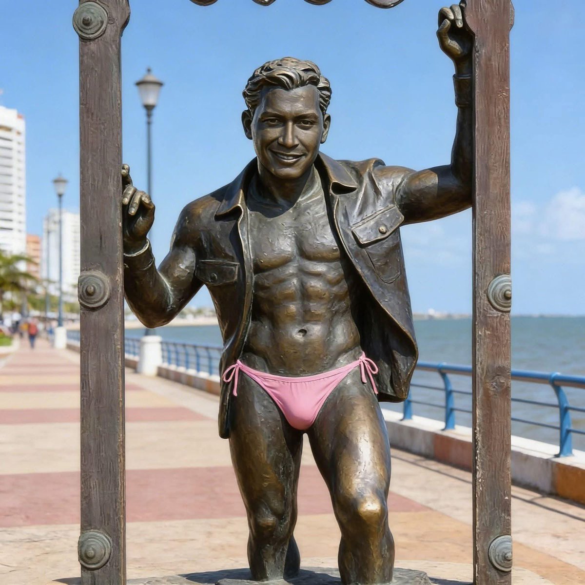 edu1126's tweet photo. La nueva estatua del malecón en Barranquilla!!! #LaCasaDeLosFamososCol3 https://t.co/F3zVeA4kPD