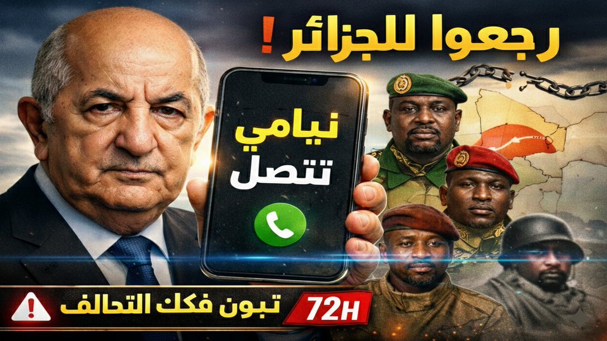 #الجزائر تُفجّر مفاجأة الساحل: كسرت التحالف.. و #النيجر أول من تراجع! هاتف واحد غيّر كل شيء والآتي أعظم - التفاصيل على الرابط 👇

youtu.be/dHX-44odIGE