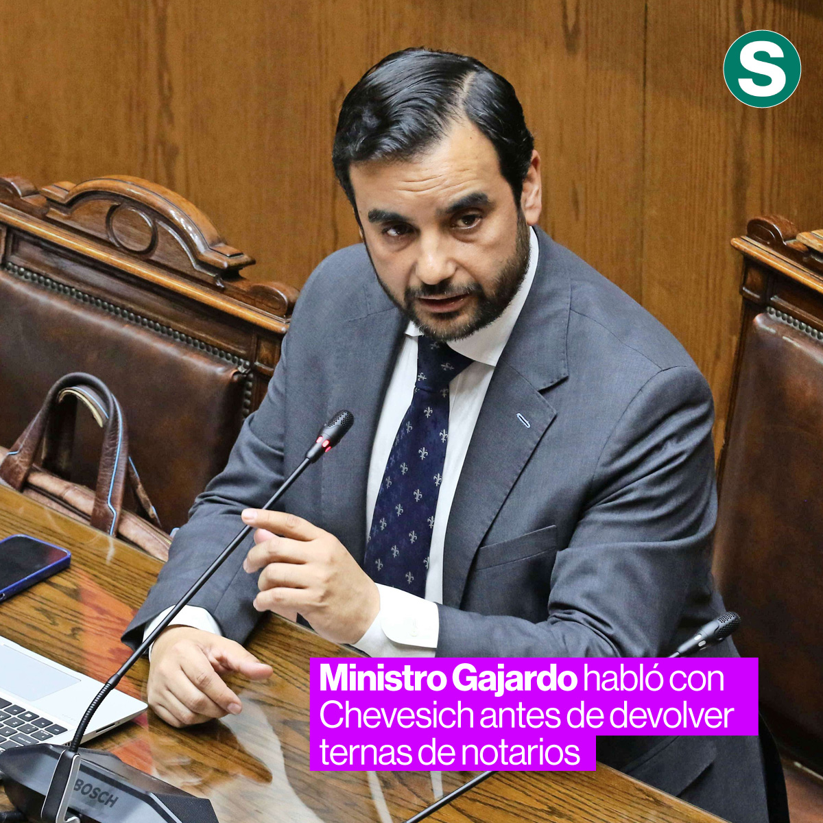 El Ministro de Justicia, Jaime Gajardo, devolvió 34 ternas de notarios por incluir nombres inhabilitados para ejercer cargos en abril, tras conversar con la presidenta de la Corte Suprema, Gloria Chevesich. Busca asegurar que los nombramientos sean por mérito y capacidad, no por