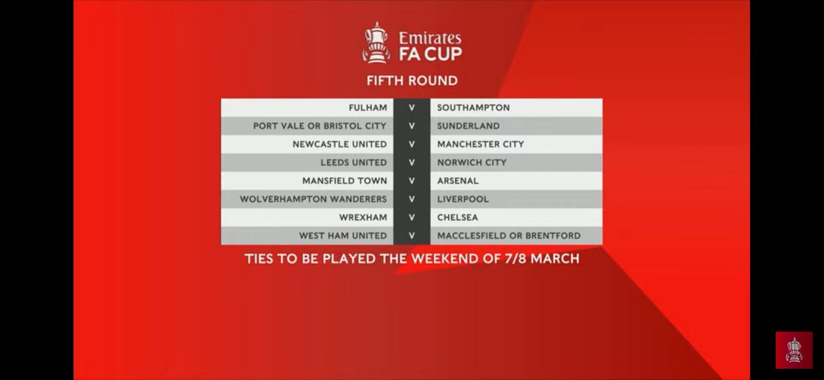 TheoNatty's tweet photo. 5th round FA CUP draw is confirmed https://t.co/ZDKCn1sYJX