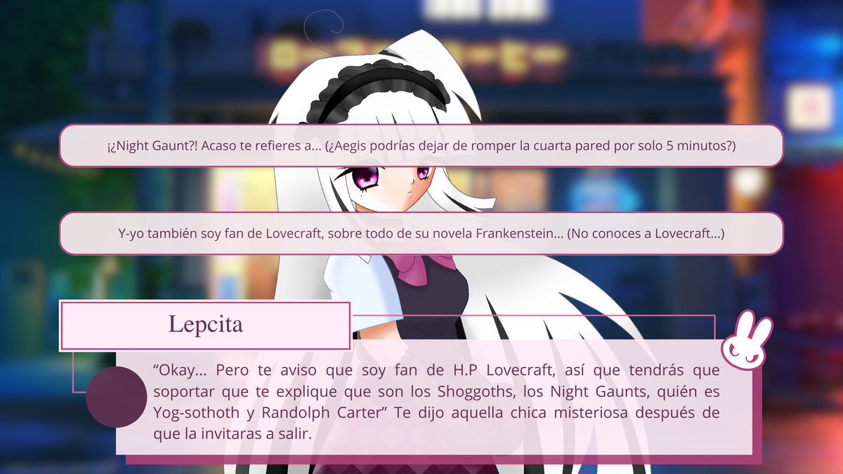 ¡Maravillosos gustos! 🩷✨

Invitaste a una Lepcita gótica a salir para #SanValentin y pues parece que tienes los conocimientos suficientes en literatura... ÒwÓ 🩷 

¡Lo más seguro es que ella te cuente todo lo que sabe para buscar asustarte! 🩷🩷🩷

¿Aceptas? >:3
