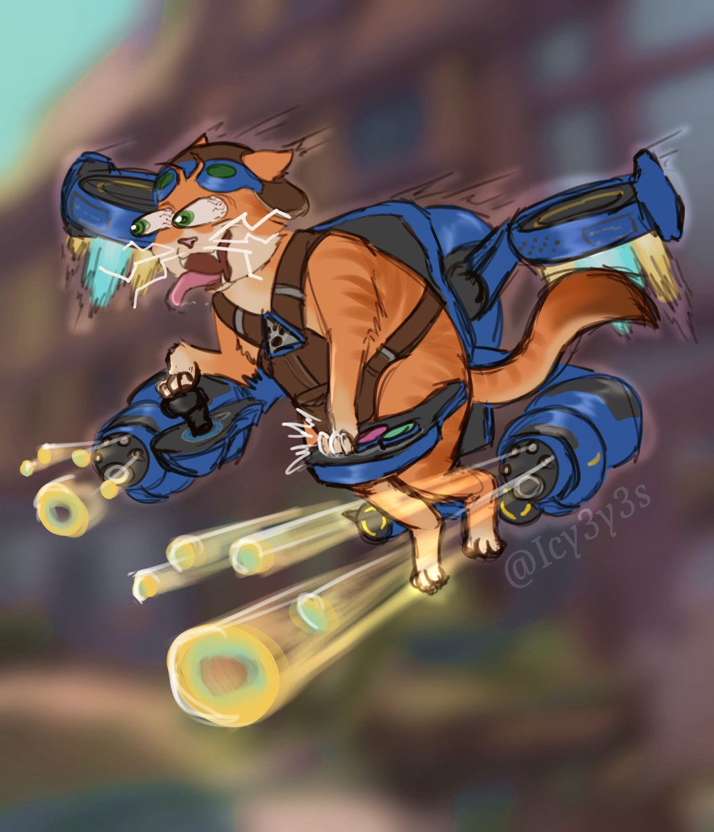 Genuinely how I be playing Jetpack cat #OverwatchFanart