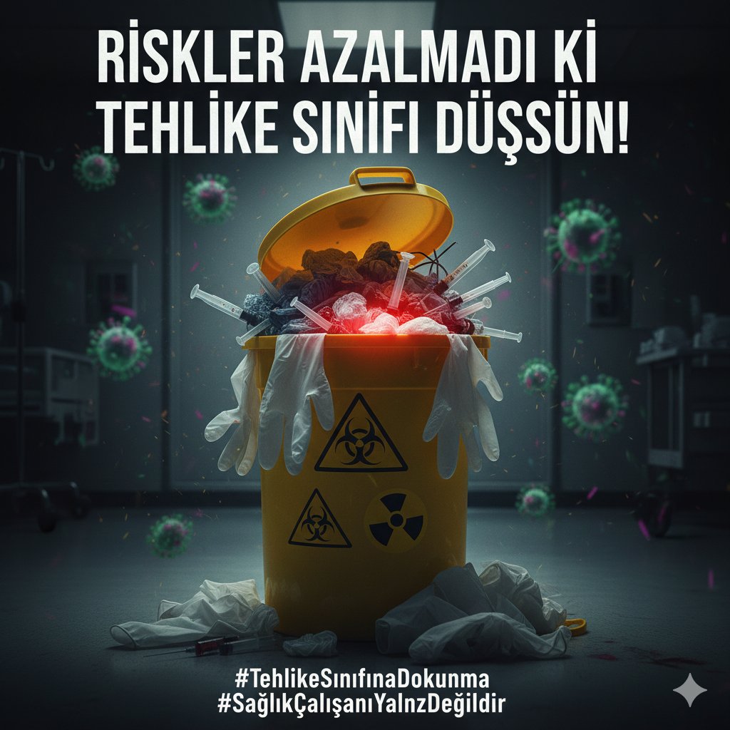 Riskler azalmadı ki, Tehlike Sınıfı düşsün  
#HastanelerÇokTehlikeli işyerleridir. Bizden görünen ama hiçbir zaman bizden olmayan sosyal medya maymunları da bunu bilsin!